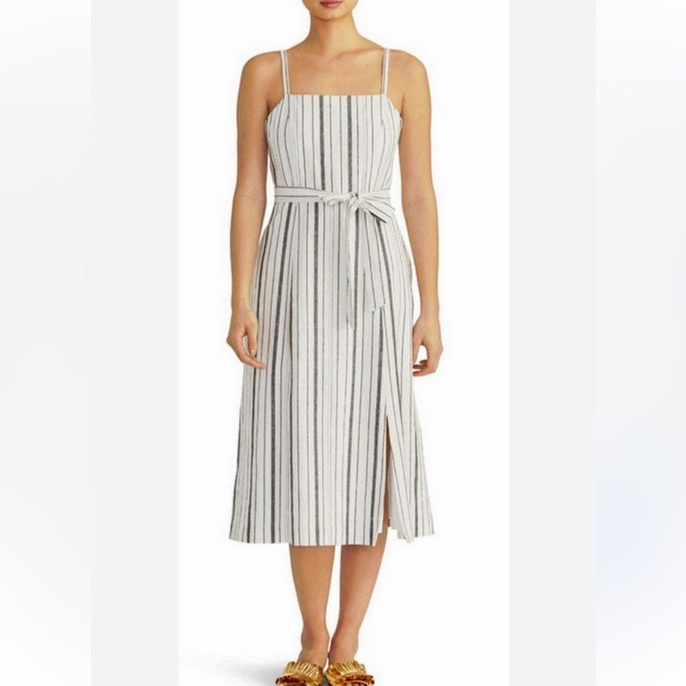Rachel Roy Collection Woman's Striped Linen Blend Midi Slit Sundress size 0 - Picture 2 of 16